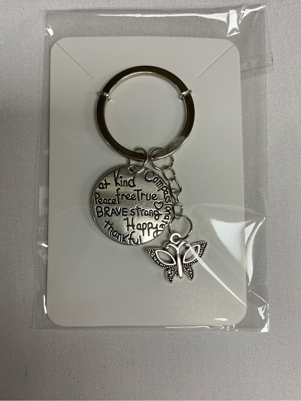 Silver Butterfly Inspirational Keychain - Silver